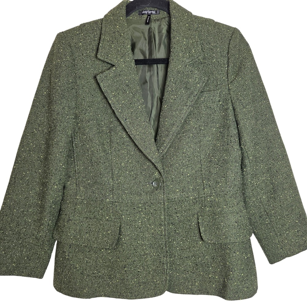 Daisy Fuentes Wool Tweed Blazer 3/4 Sleeve Tailored Workwear Classic Womens 10 - Picture 1 of 8